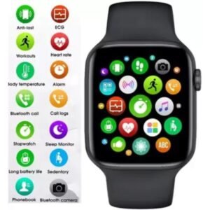W26 Watch Series 6 Bluetooth Smartwatch (Black Strap, Medium)