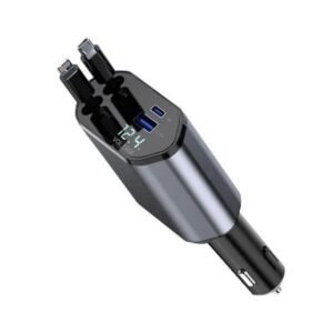 Retractable Car Charger with Type C, I-Phone Cable 4 in 1