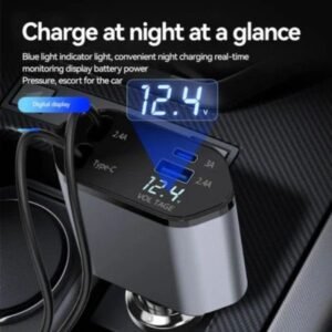 Retractable Car Charger with Type C, I-Phone Cable 4 in 1