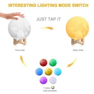 Moon Night Rechargeable Led Lamp 3D 7 Color Changing