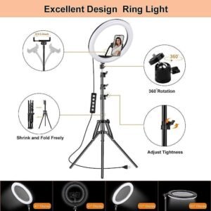 LED Ring Light 12 Inch Selfie, Phone Holder, 7 Feet Long Stand