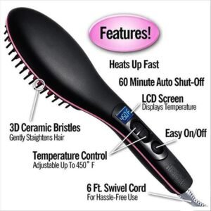 Ceramic Straight Electronic Hair Straightener with Brush