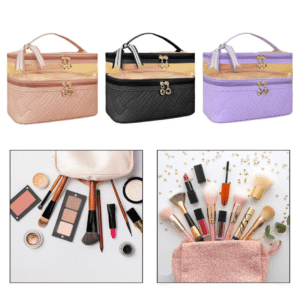 Double Layer Makeup Bag Large Capacity Toiletry Holder Handbag